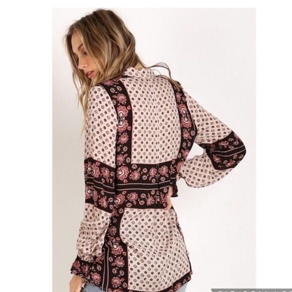 Free People Changing Times boho tunic Womens Small flowy long sleeve top - Picture 2 of 14